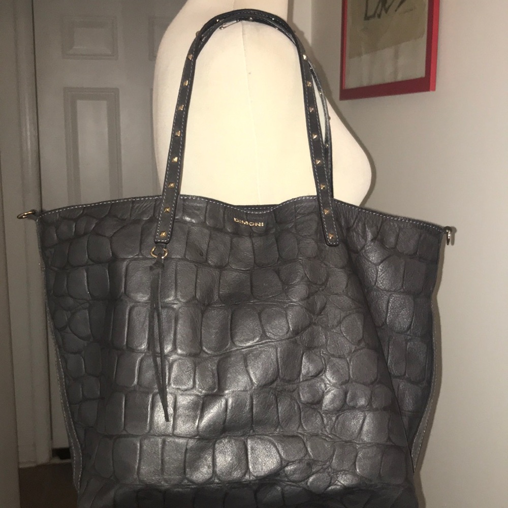 Dimoni Dark Grey Leather Croc Pattern Bag 😘